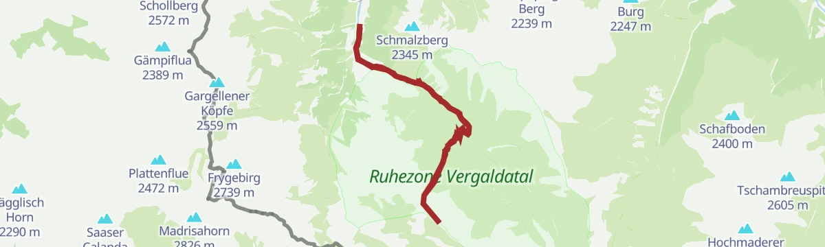 Route map: Skitour Vergaldner Schneeberg (2.588 m)